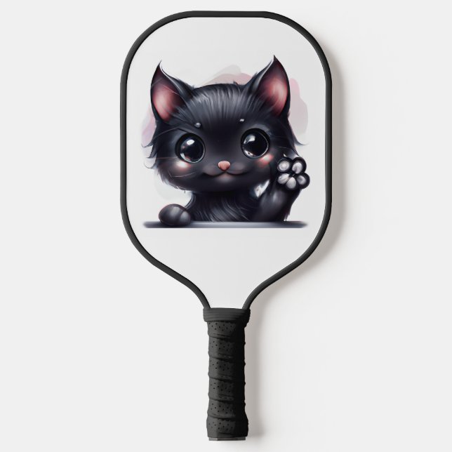 Adorable Kawaii Black Cat Pickleball Paddle (Front)