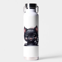 Adorable Kawaii Black Cat Water Bottle