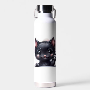 Adorable Kawaii Black Cat Water Bottle