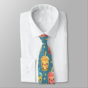 Adorable Kawaii Boba Drink Design Tie