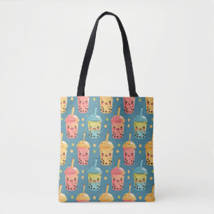 Adorable Kawaii Boba Drink Design Tote Bag