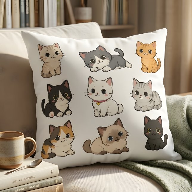 Adorable Kawaii Cat Kittens Decorative  Cushion (Creator Uploaded)