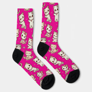 Adorable Kawaii Cat Pink Socks – Cat Lovers Gift