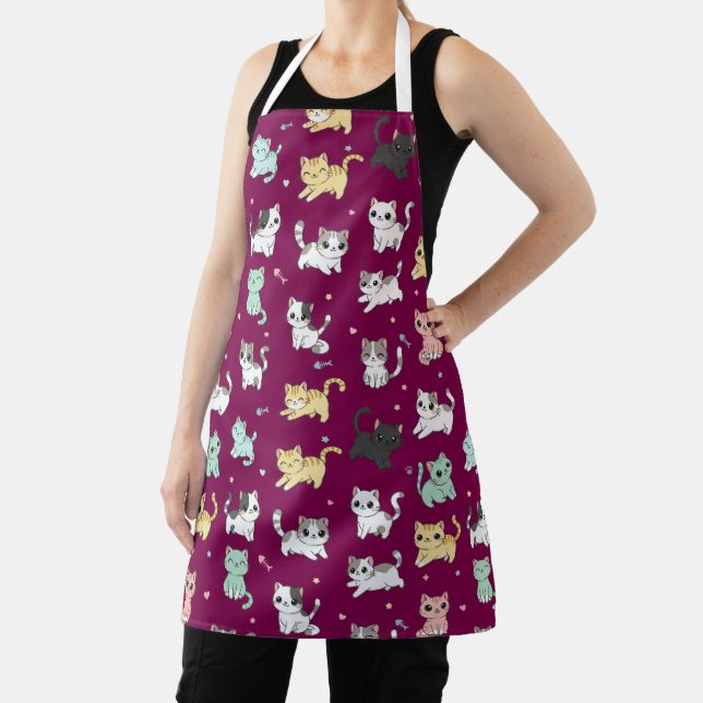Adorable Kawaii Cats Pattern Apron (Insitu)