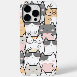 Adorable Kawaii Cats Pattern Case-Mate iPhone 14 Pro Max Case