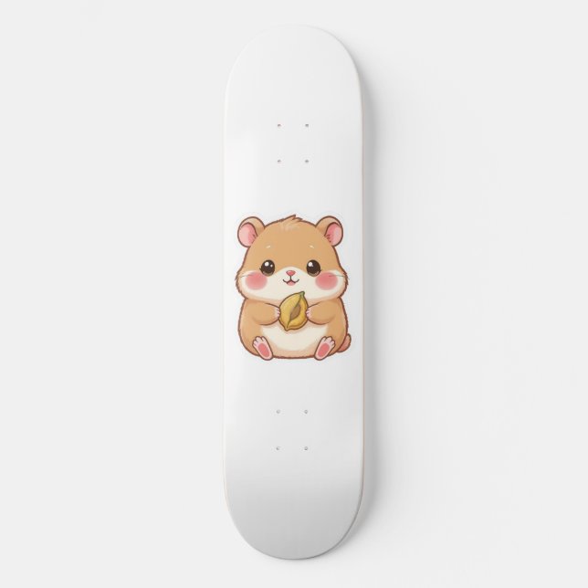 Adorable Kawaii Chibi Hamster Skateboard (Front)