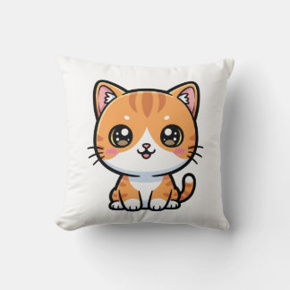 Adorable Kawaii Ginger Cat Cartoon Character Cushion