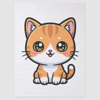 Adorable Kawaii Ginger Cat Cartoon Character Tissue Paper