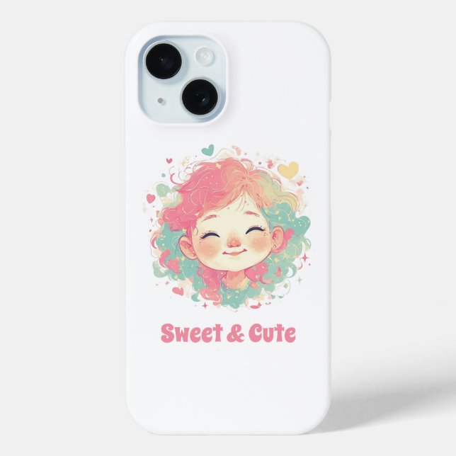 Adorable Kawaii Girl Phone Case – Cute Cartoon  (Back)