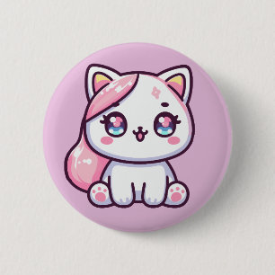 Adorable Kawaii Kitten 6 Cm Round Badge