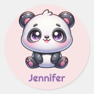 Adorable Kawaii Panda Personalised Design Classic Round Sticker