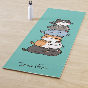Adorable Kawaii Stack Of Kitty Cats Custom Yoga Mat