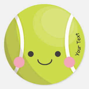 Adorable Kawaii Tennis Ball Custom Text Cute Sport Classic Round Sticker