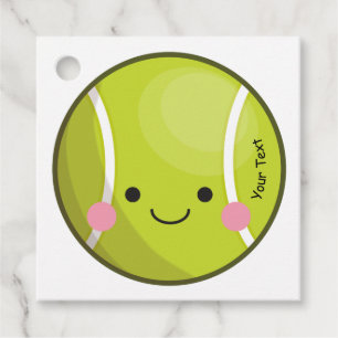 Adorable Kawaii Tennis Ball Custom Text Cute Sport Favour Tags
