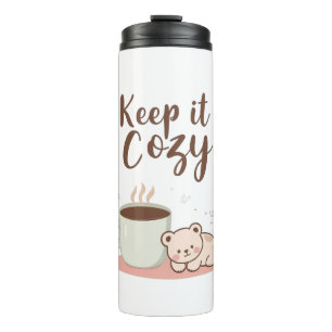 Adorable "Keep it Cozy" Winter Graphic Thermal Tumbler