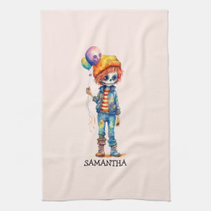 Adorable Kid Zombie - Cute Halloween (2) Tea Towel