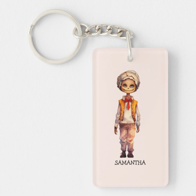 Adorable Kid Zombie - Cute Halloween Key Ring (Front)