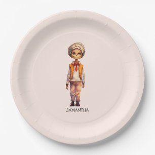 Adorable Kid Zombie - Cute Halloween Paper Plate