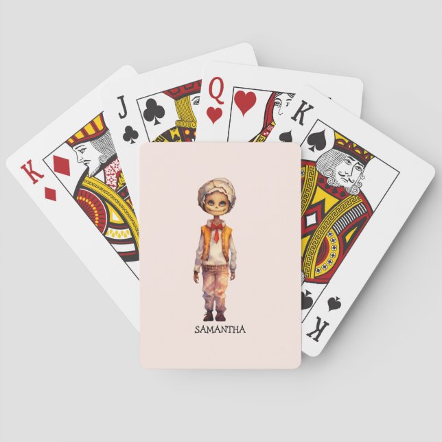 Adorable Kid Zombie - Cute Halloween Playing Cards (Back)