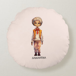 Adorable Kid Zombie - Cute Halloween Round Cushion