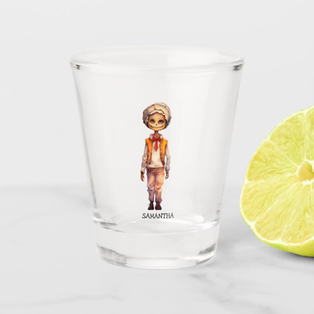 Adorable Kid Zombie - Cute Halloween Shot Glass (Front)