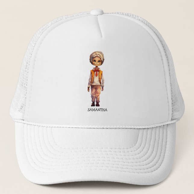 Adorable Kid Zombie - Cute Halloween Trucker Hat (Front)
