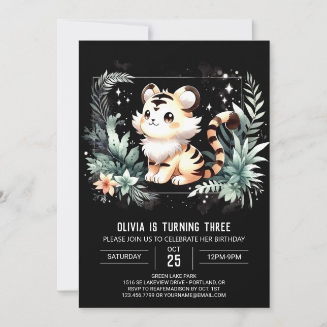 Adorable Kids Tiger Birthday Invitation (Front)