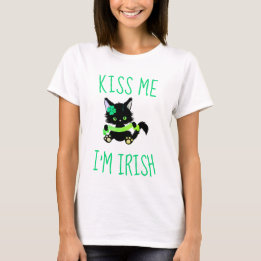 Adorable Kiss Me I'm Irish Kitten T-Shirt