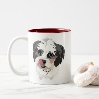 Adorable Kissing Bichon-Shitzu Dog Two-Tone Coffee Mug