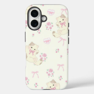 Adorable Kitten Bow Wallpaper iPhone 16 Case