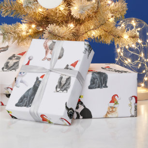 Adorable Kitten Catmas Christmas Holiday Pattern Wrapping Paper