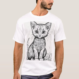 Adorable Kitten Colouring Page T-Shirt Collection