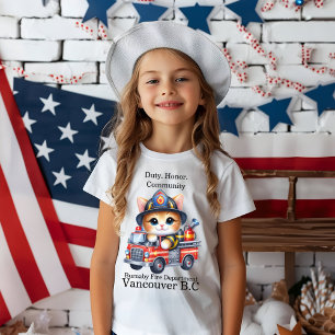 Adorable kitten firefighter in bright truck T-Shirt