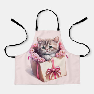 Adorable Kitten in a Box Birthday Gift Apron