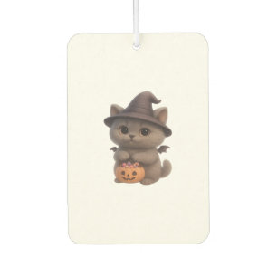 Adorable Kitten in Halloween Witch Costume with Pu Car Air Freshener