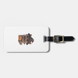 Adorable Kitten in Halloween Witch Costume with Pu Luggage Tag