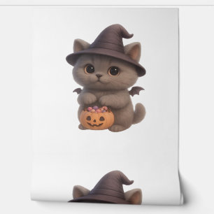 Adorable Kitten in Halloween Witch Costume with Pu Wallpaper