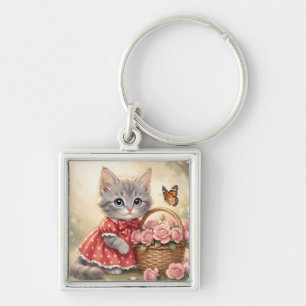adorable kitten keychain