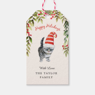 Adorable Kitten Merry Christmas Cat Lovers Gift Tags