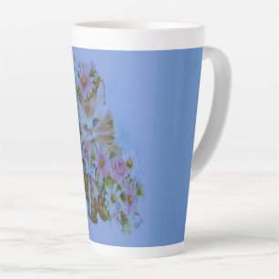Adorable Kitten pink and blue for cat lovers Latte Mug