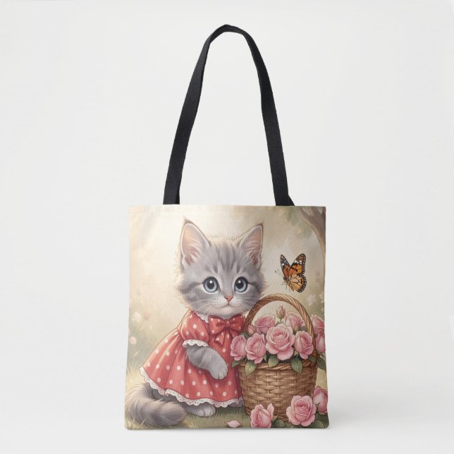 adorable kitten tote bag (Front)