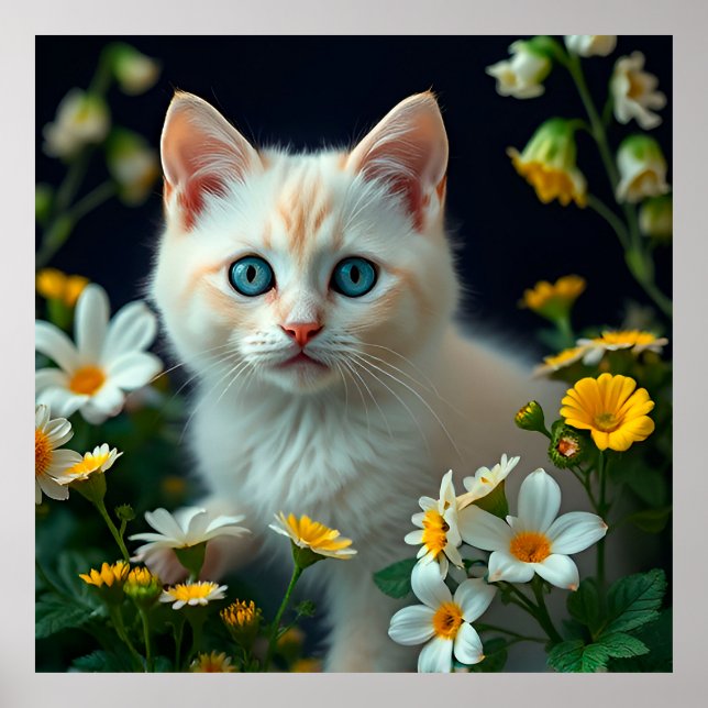 Adorable Kitten With Blue Eyes Poster (Front)
