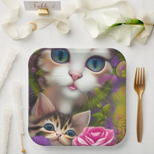 Adorable Kittens 8 Paper Plate (Wedding)