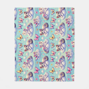 Adorable Kittens and Butterflies Fleece Blanket