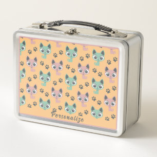 Adorable Kittens Big Eyes Personalised Metal Lunch Box