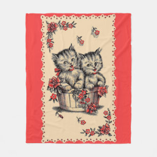 adorable kittens in a flower basket fleece blanket