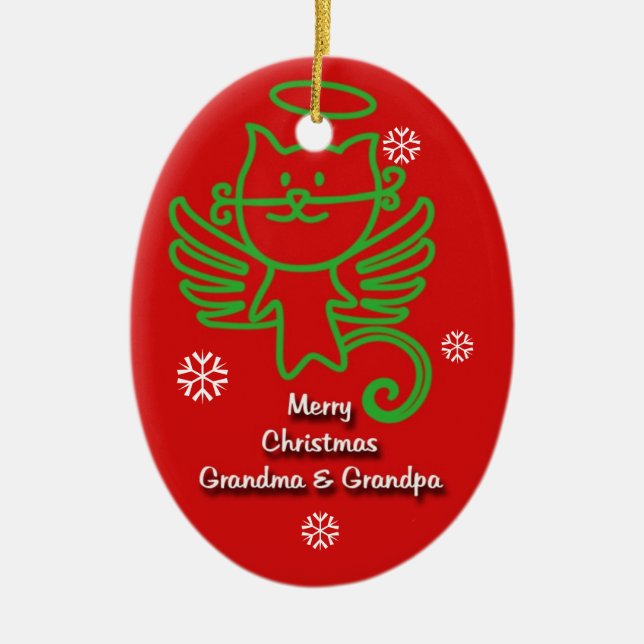 Adorable Kitty Angel Grandparent ornament (Front)