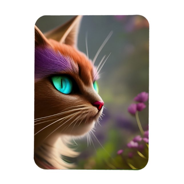 Adorable Kitty cat, Turquoise Eyes Magnet (Vertical)