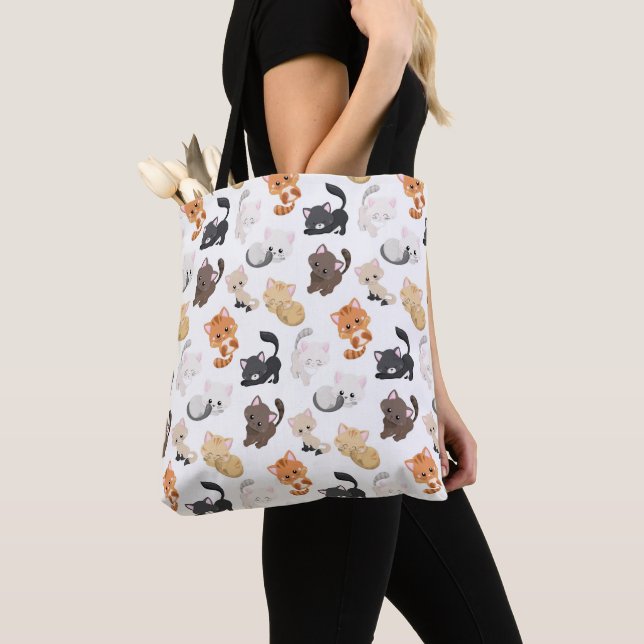 Adorable Kitty Cats Print Tote Bag (Close Up)