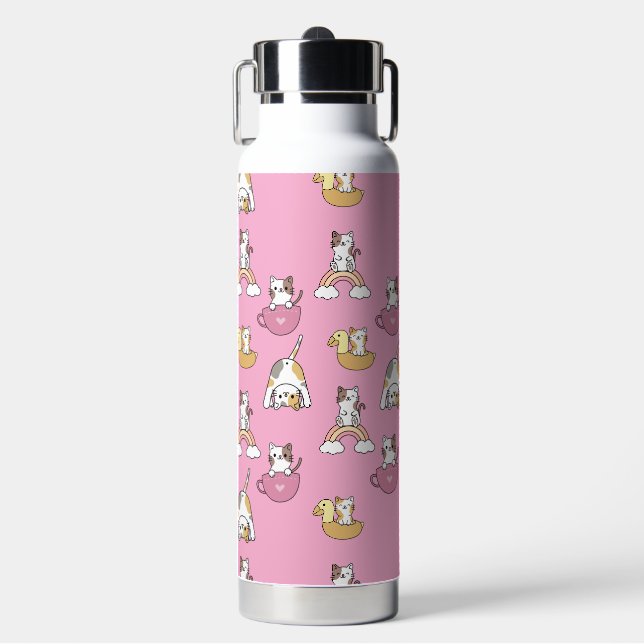 Adorable Kitty Cats Water Bottle (Front)